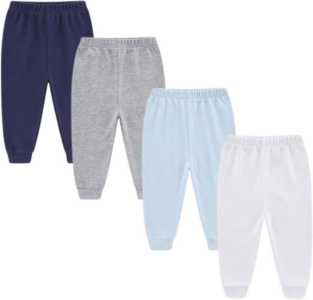 Unisex Newborn Baby Cotton 4-Pack Pants Embroidery Pringting Casual Leggings 0-24 Months for Boys and Girls