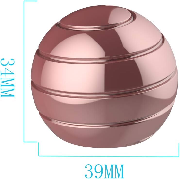 Kinetic Desk Ball, 1.54'' Office Desk Spinning Metal Toys for Adult ADHD Anti Anxiety, Kinetic Optical Illusion Toys for Office School (39MM, Rose Gold)