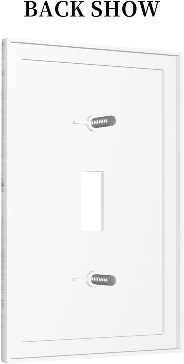 Decorative Light Switch Cover Rustic Vintage White Wood Grain 1 Gang Single Toggle Device Electrical Faceplate Switchplates Decorator Outlet Wall Plate for Farmhouse Home Decor