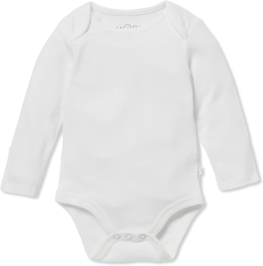MORI Baby Supreme Comfort Long Sleeve Bodysuit for Boys and Girls - Unisex Romper with Envelope Neck and Nickel Free Popper