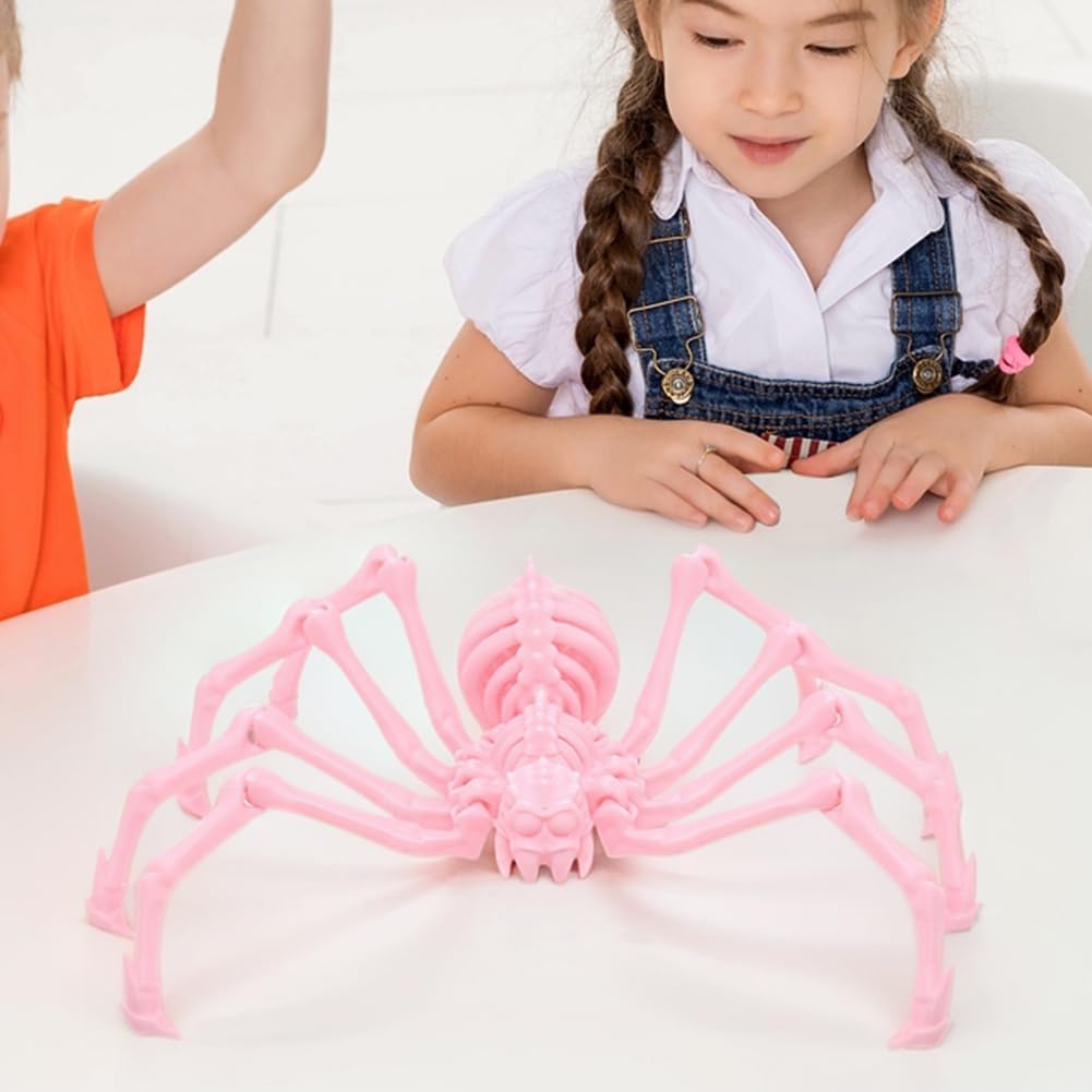 Large Skeleton Spider-Shy Spider,Halloween Decorations Skeleton Spider,Skeleton Spider Skull Bone Animal Skeleton Decorate Animal Halloween Skeleton Props (Pink)