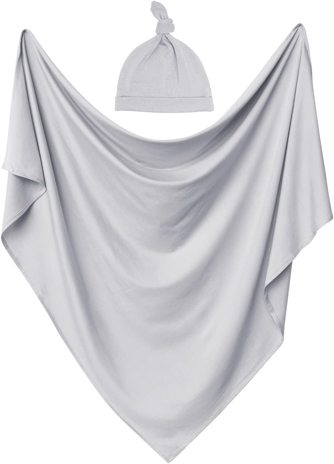 OWLOWLA Swaddle Blanket and Hat Set Newborn Swaddle Wrap Baby Receiving Blanket for Baby Boys Girls(Light Grey)
