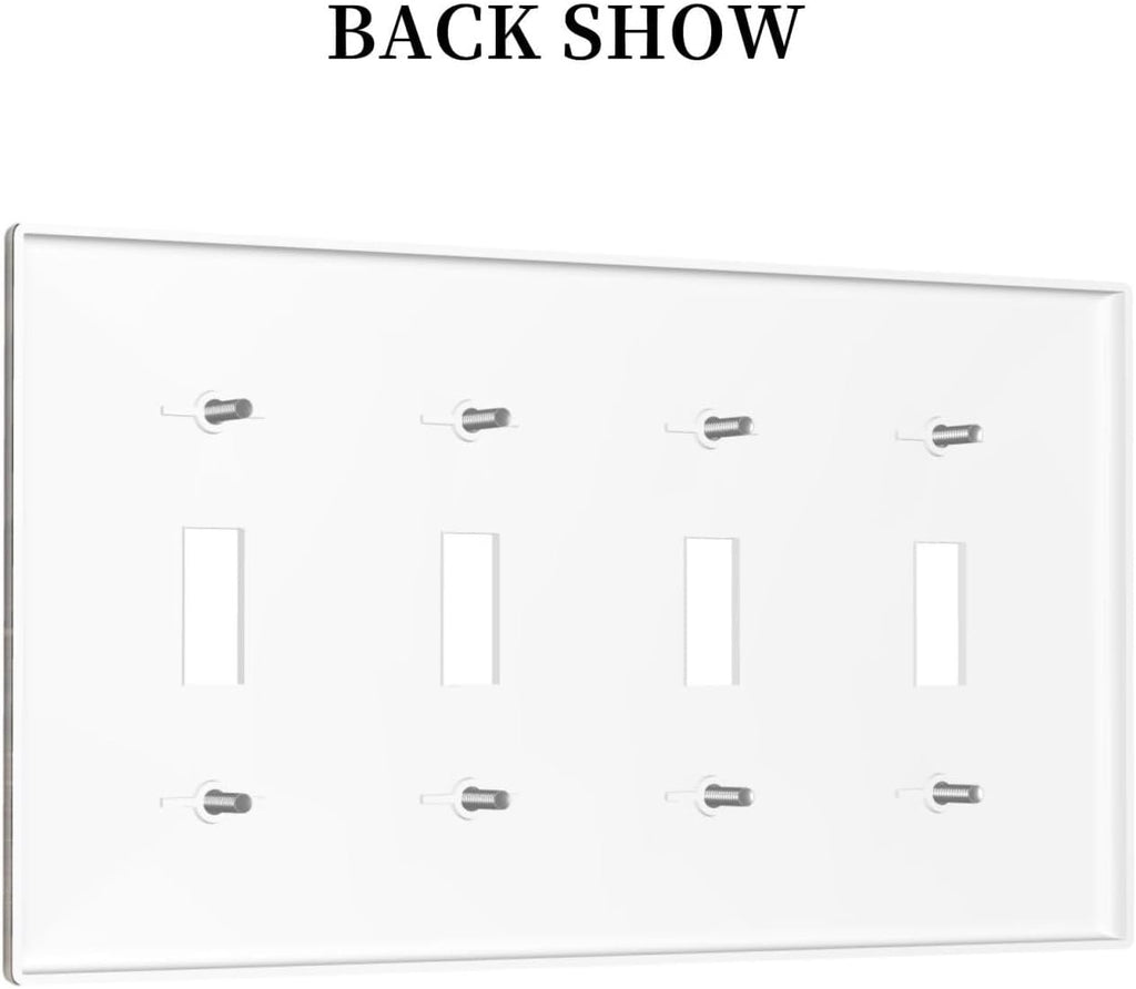 Rustic Brown Wood Grain Dark Oak Light Switch Covers Quad Toggle Electrical Faceplate 4 Gang Wall Plate Decorative Switch Plates for Farmhouse Home Decor