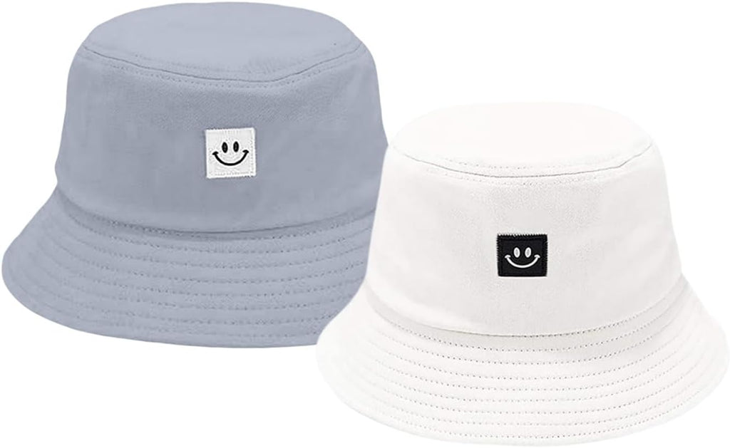 Kids Sun Hat Smile Face Bucket Hat for Girls Boys Summer Sun Protection Cotton Unisex Beach Cap