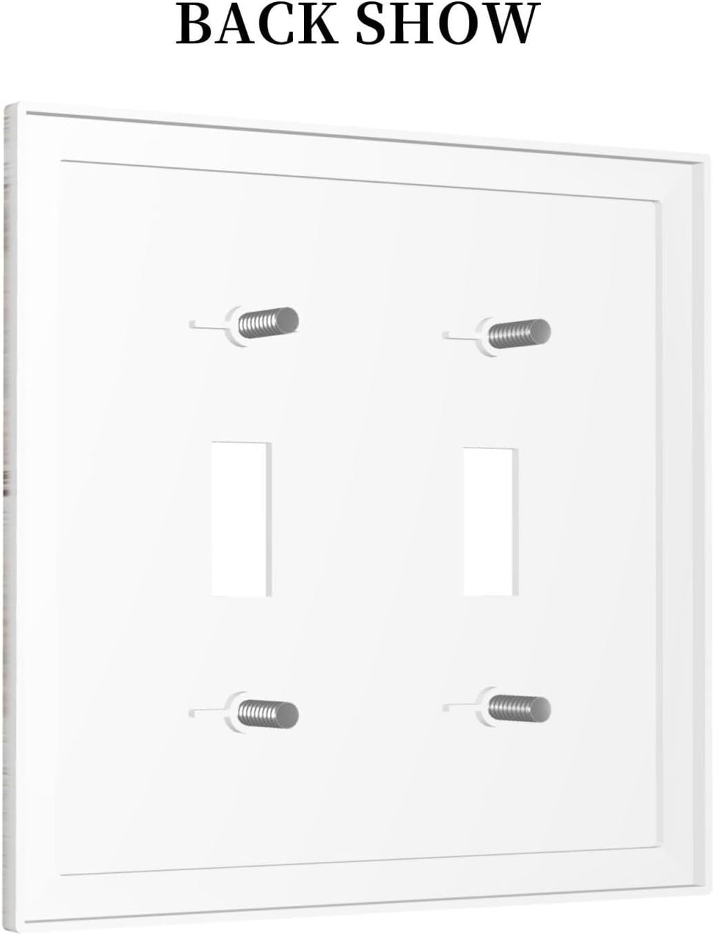 Decorative Switch Plates Rustic Vintage White Wood Grain 2 Gang Double Toggle Outlet Light Switch Cover Wall Plate Electrical Faceplate for Farmhouse Home Decor