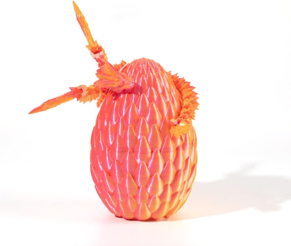 GerRit 3D Printed Dragon，Crystal Dragon，3D Printed Stuff，Dragon Fidget Toy，3D Dragon Eggs with Dragon Inside，Home Office Decoration, Administrative Desk Toys (Dream Orange)