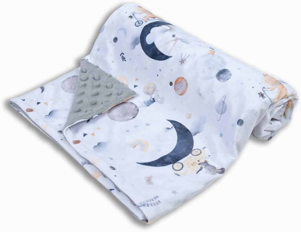 Baby Blankets for Unisex Boys Girls, Super Soft Nursery Minky Blankets, 30 x 40 inch Outer Space Printed Bed Throws Newborn (Planet Fox)