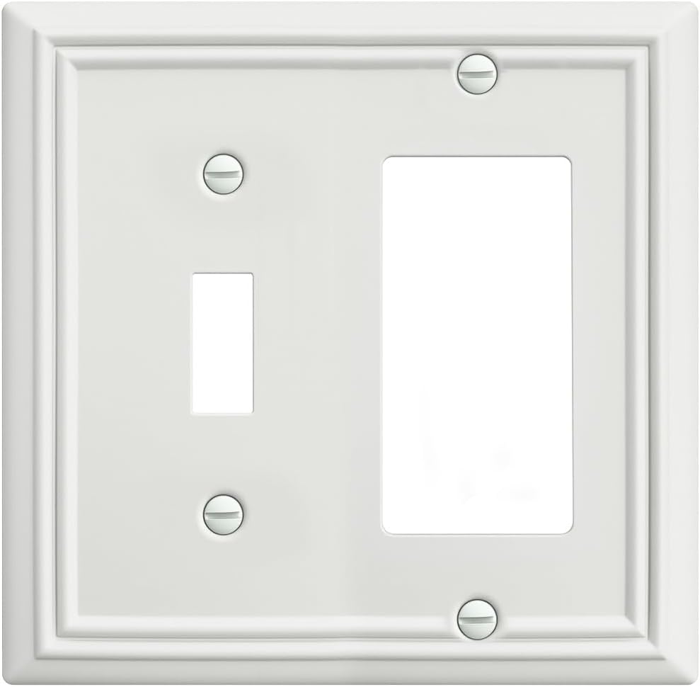 1-Pack Combination Metal Wall Plate, 1 Toggle / 1 Decorator Switch Plates and Outlet Covers, Off White Finish, 4.96''*4.88, Midsize