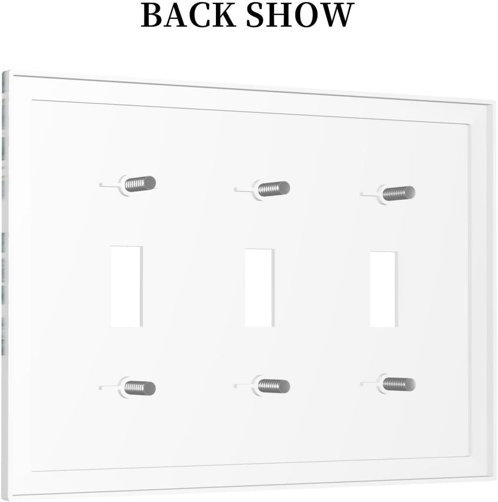 Eucalyptus Leaves Greenery Vine Flowers Simplicity Decorative Switch Plates 3 Gang Wall Plate Triple Toggle Light Switch Cover Faceplate Electrical Wall Panels for Bed Room Living Room Decor