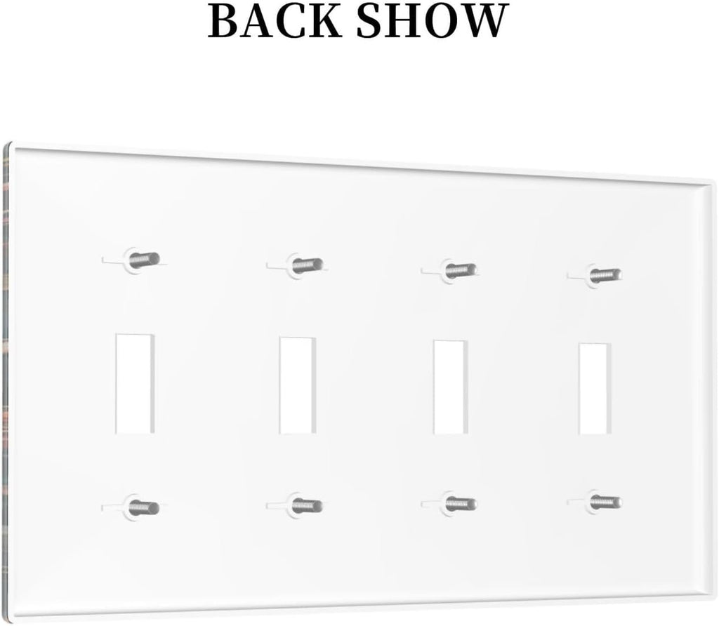 Light Switch Covers Baroque Vintage Peony Flower Floral Quad Toggle Electrical Faceplate 4 Gang Wall Plate Decorative Switch Plates for Bedroom Farmhouse Decor