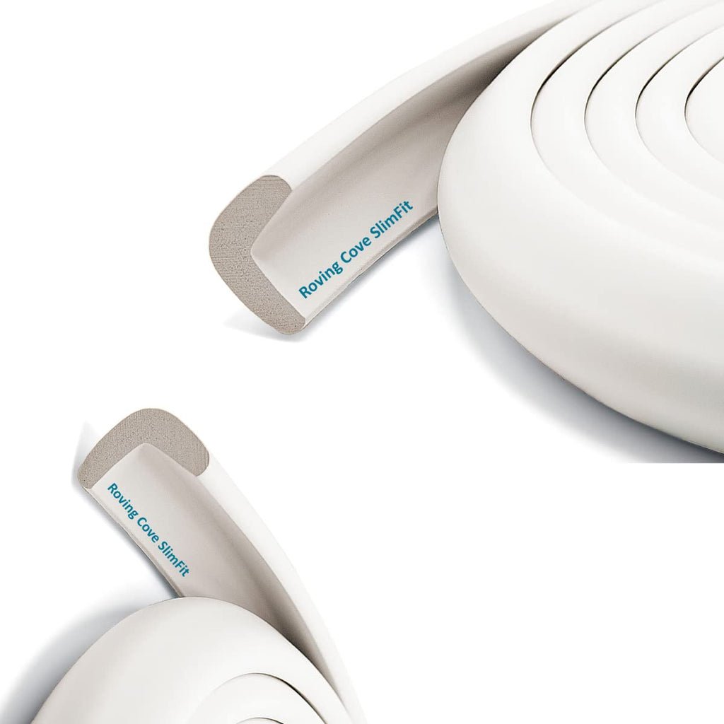 Roving Cove Slim-Fit Edge Protector for Baby Proofing (9ft Small Edge Only), Soft Rubber Foam, Furniture Edge Bumper Guard, Desk Edge Cushion, 3M Adhesive, Oyster White (Off White)