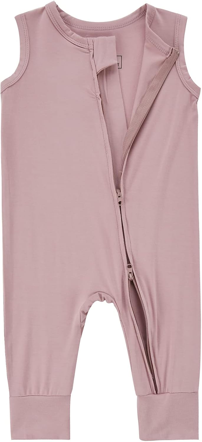 Baby Sleeveless Romper Zipper Toddler Summer Jumpsuit Rayon Outfits Infant Footless Pajamas 0-24m