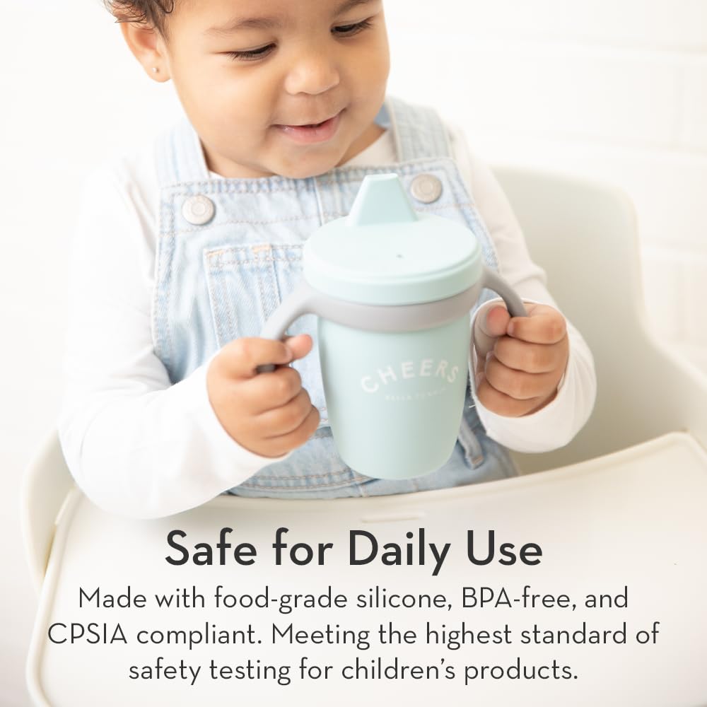Sippy Cup by Bella Tunno, Silicone Training Cup with Transition Handles for Infants, Toddlers & Kids, Babies 6-12 Months & Toddlers 1-3 Years, Boys & Girls, Hello Sunshine, 8 oz
