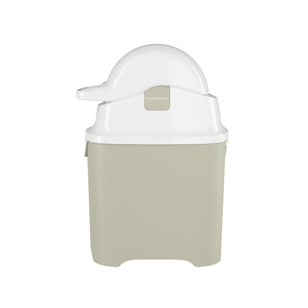 Foundations Mini Diaper Pail with Airtight Lid - Durable & Odorless Diaper Disposal, Large Capacity, Holds up to 30 Newborn Diapers, Refill with Any Bags - Sand