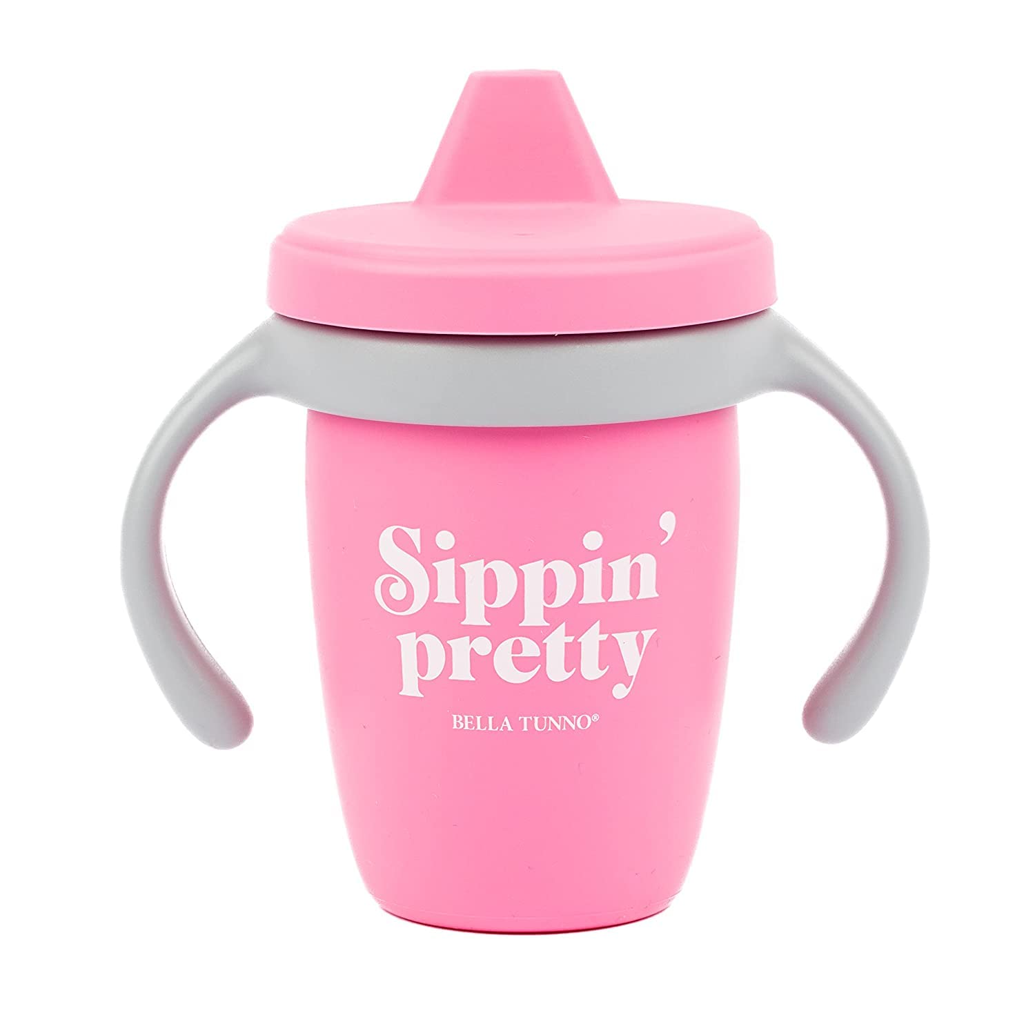 Sippy Cup by Bella Tunno, Silicone Training Cup with Transition Handles for Infants, Toddlers & Kids, Babies 6-12 Months & Toddlers 1-3 Years, Boys & Girls, Sippin’ Pretty, 8 oz