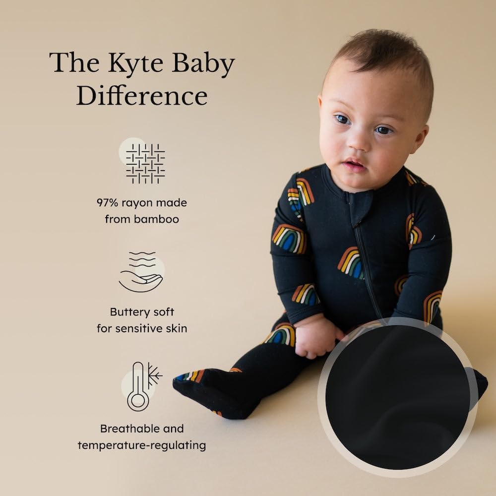 KYTE BABY Unisex Zipper Closure Footies, Rayon Made From Bamboo, 0-24 Months