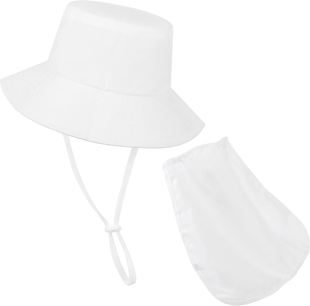 Baby Sun Hat Toddler Bucket Hats with Removable Neck Flap for Boys Girls Kids with Wide Brim Summer Beach UPF 50+