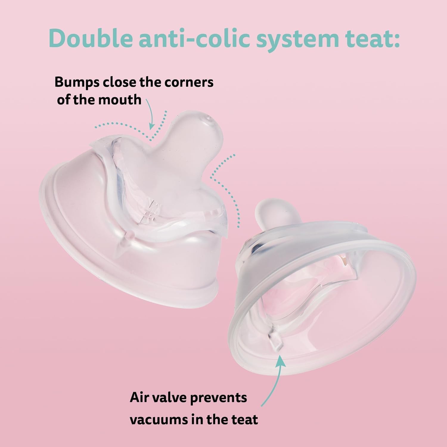 Herobility Double Anti-Colic Silicone Nipples, Baby Bottle Teats, Breast Like Shaped Nipples - Fits Herobility's & Eco Baby Bottles | Pack of 2 (Large Size)