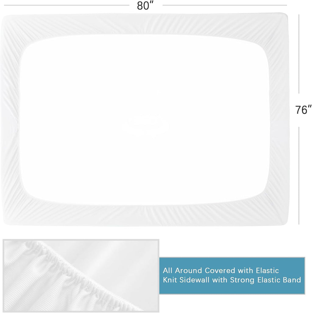 2 Pack King Mattress Protector Waterproof, Noiseless & Soft Coverage King Size Mattress Cover Fitted Sheets with Deep Pocket up to 14", Super Breathable & Easy Wash Mattress Protector