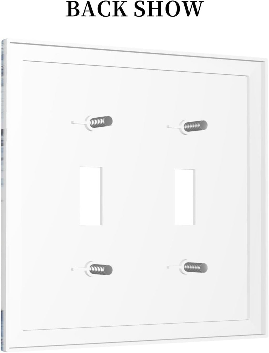 Decorative Switch Plates White Marble Navy Blue Line Fluid 2 Gang Double Toggle Outlet Light Switch Cover Wall Plate Electrical Faceplate For Bathroom Kitchen Decor