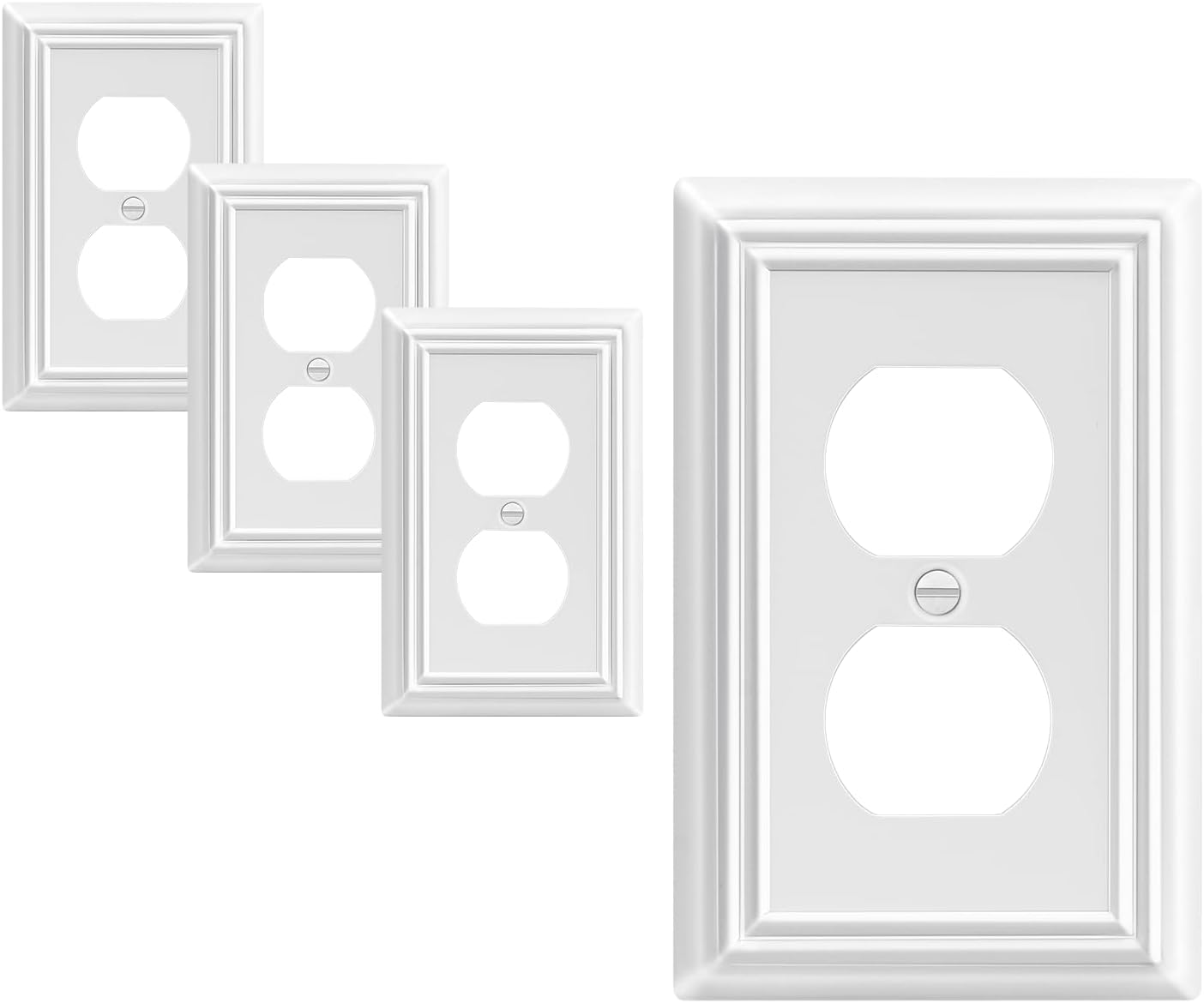 DEWENWILS 4 Pack White Outlet Cover Plate, White Metal Outlet Covers, 4.88"×3.13", Decorative Electric Outlet Covers