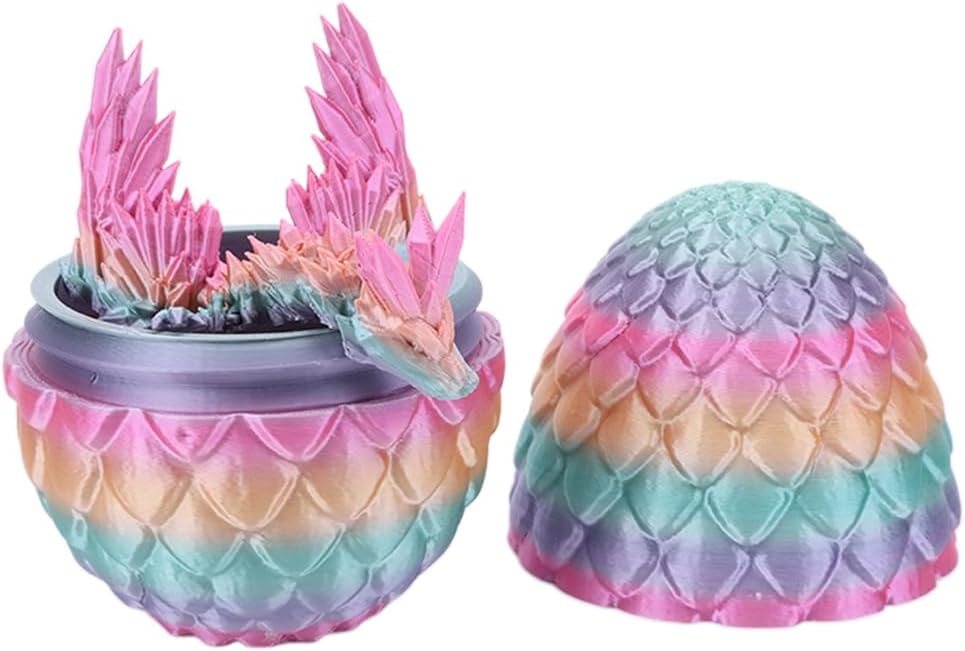 Cessfle 3D Printed Dragon in Egg, Fly Dragon Egggs with Dragon Inside Full Articulated Dragon Egggs for House of Dragon Crystal Fidget Dragon Egg Toys, Home Office Decor Executive Desk Toy
