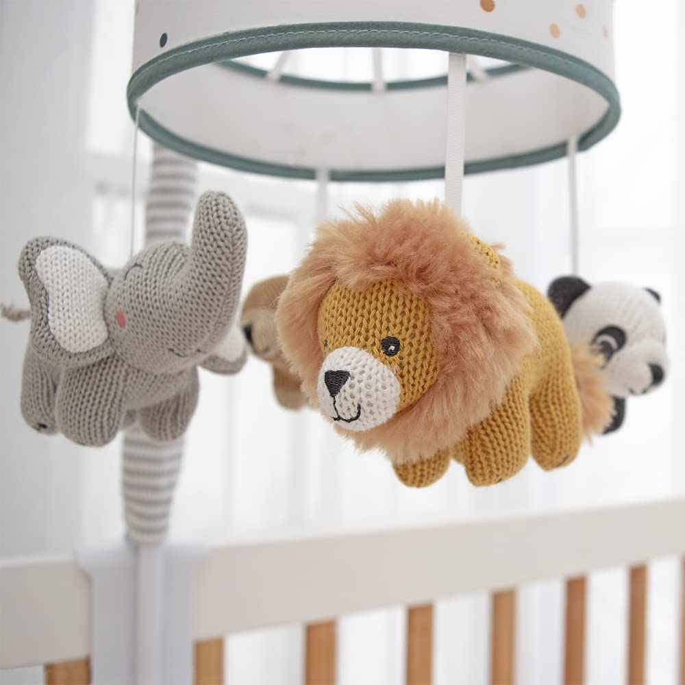 Living Textiles Baby Musical Mobile - Day at The Zoo | Crib Toy, Knitted Zoo Characters, Nursery Decor, Calming Soother with 12 Lullabies | Perfect Baby Toy for Boys and Girls
