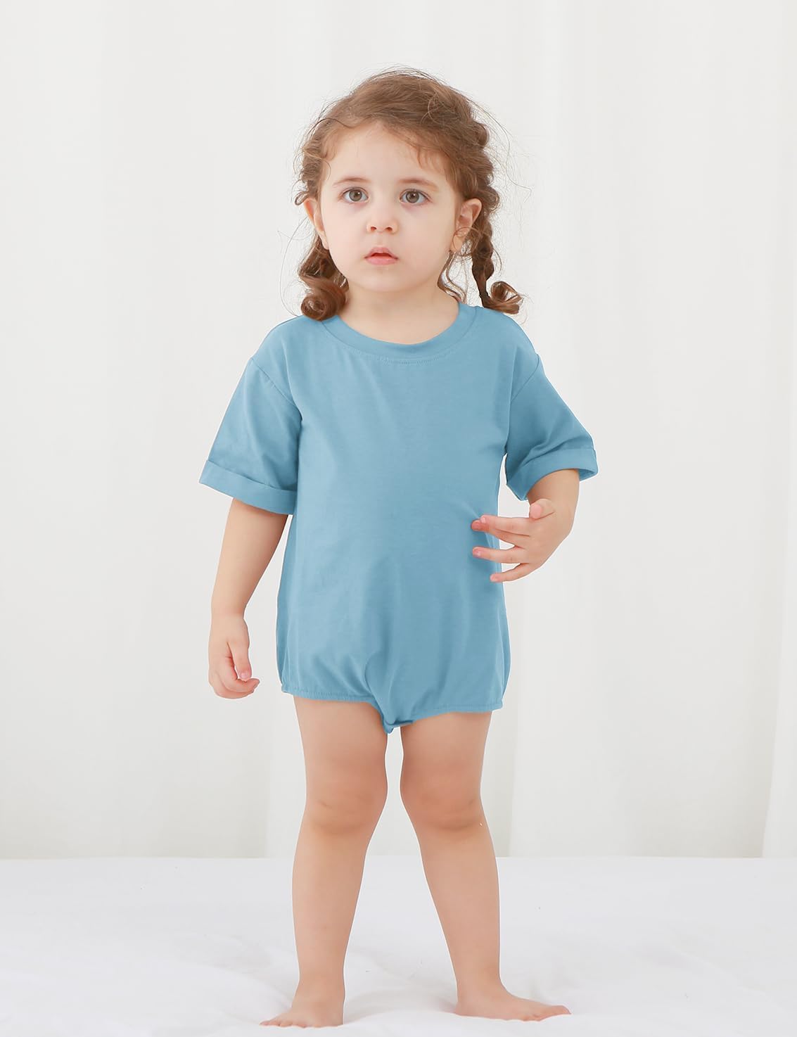 Jimonda Baby Bubble Romper Boy Girl Solid Color T-Shirt Outfits Short Sleeve Bodysuit Organic Cotton 2Pcs