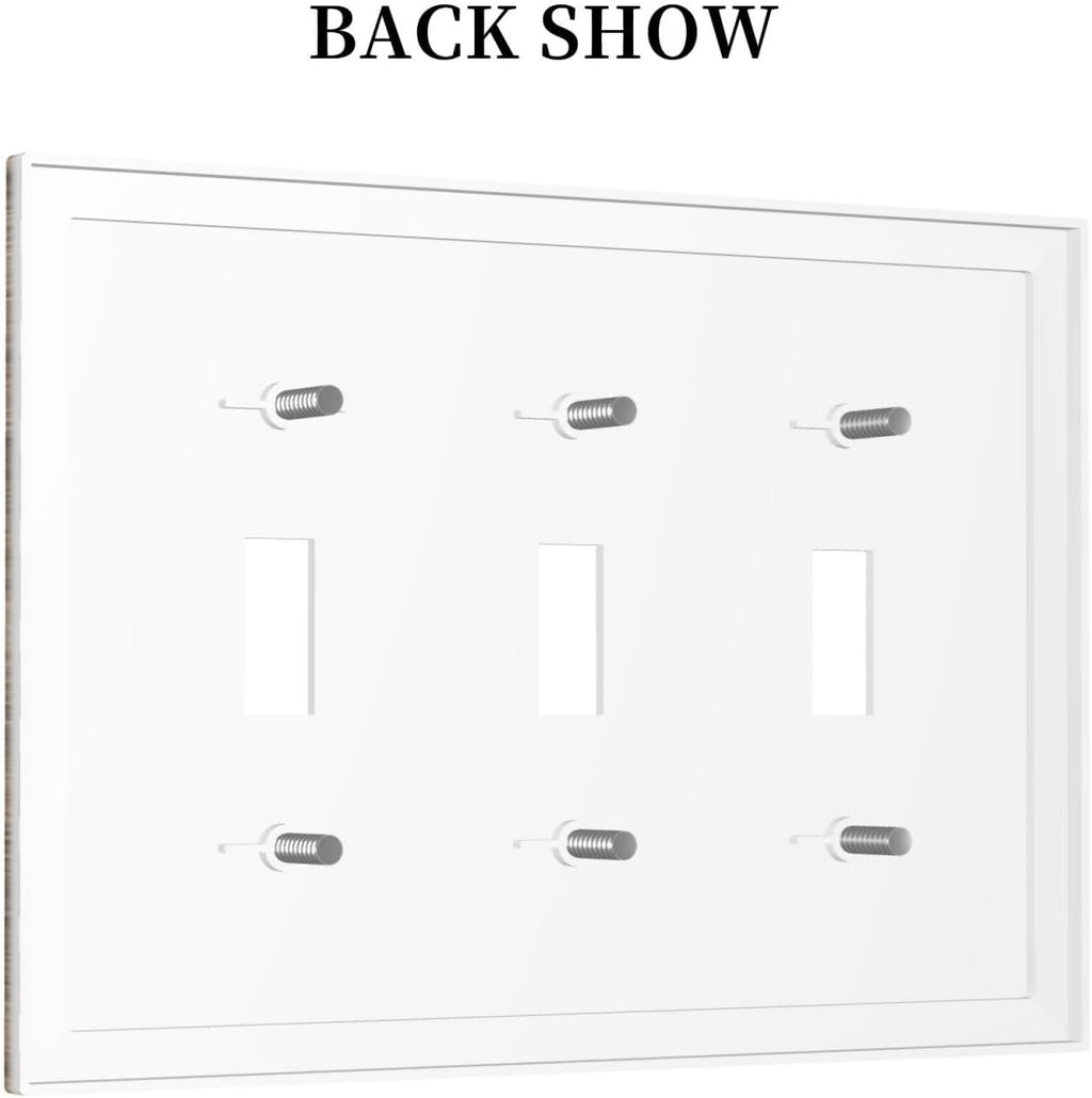 Decorative Switch Plates Retro Rustic Brown Wood Grain 3 Gang Wall Plate Triple Toggle Light Switch Cover Faceplate Electrical Wall Panels For Farmhouse Cabin Decor