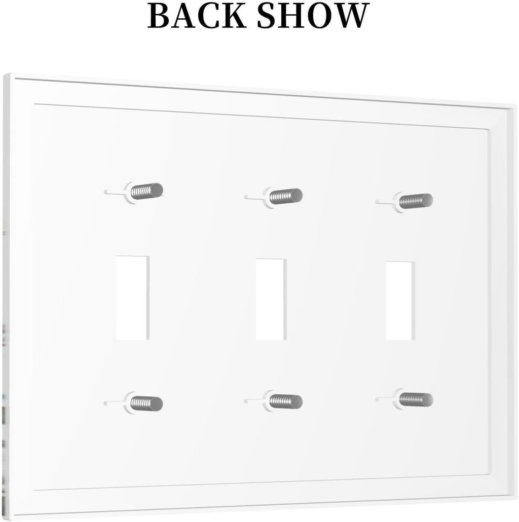 Green Eucalyptus Leaf Plant Herbs Springnature Decorative Switch Plates 3 Gang Wall Plate Triple Toggle Light Switch Cover Faceplate Electrical Wall Panels for Bed Room Living Room Decor