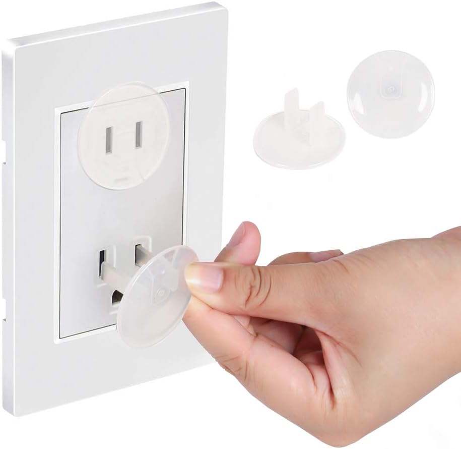 38 Pieces Clear Outlet Covers Baby Proofing - Vmaisi Electrical Safety ChildProof Plug Protector - (Clear, 38 Pack)