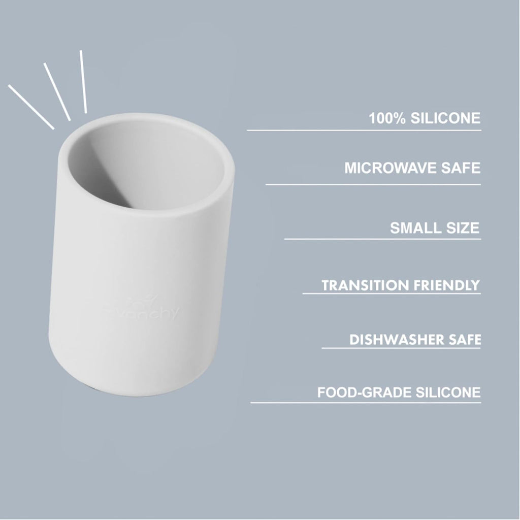 Avanchy Silicone Training Cup – 12 oz Open Cup for Toddlers and Infants – Ideal for Baby Led Weaning and Transitioning from Bottles, Gray