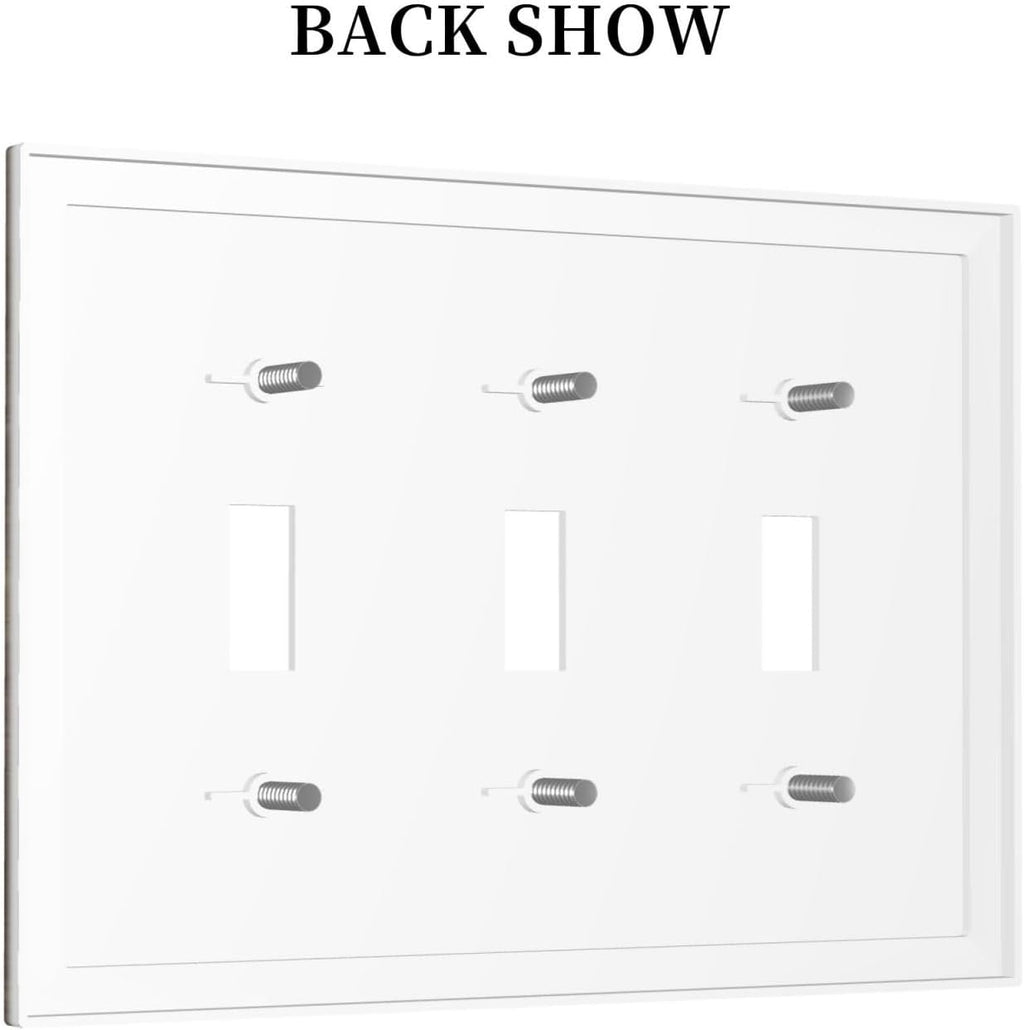 Rustic Brown Wood Grain Dark Oak Decorative Switch Plates 3 Gang Wall Plate Triple Toggle Light Switch Cover Faceplate Electrical Wall Panels for Farmhouse Home Decor