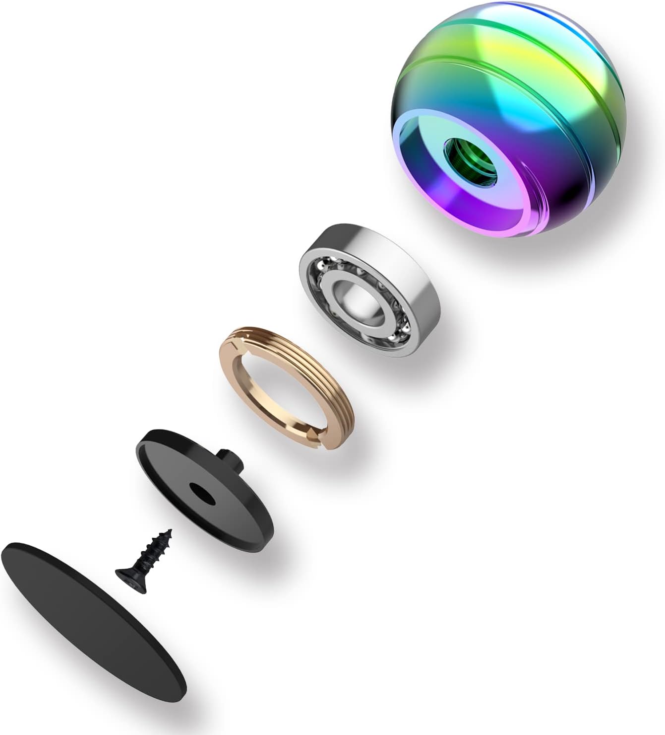 Kinetic Spinning Desk Toy Ball, 1.54'' Fidget Toys Ball for Adults Anxiety ADHD, Optical Illusion Toys for Christmas Birthday (39MM, Rainbow)