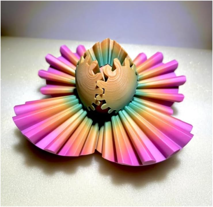 Gear Ball for ADHD 3D Printed Gear Ball Spin Ball Fidget Toy - Gearsphere Gear Ball for Stress and Anxiety Relaxing Fidget Ball - Ideal for Sensory Needs and Autism (Rainbow Color)