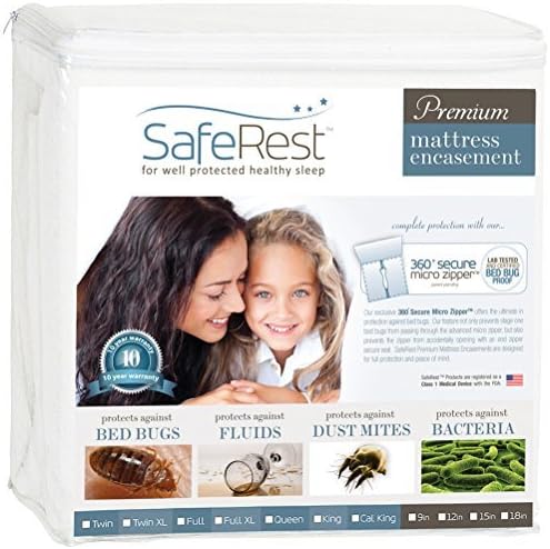 SafeRest Zippered Mattress Protector - Premium 9-12 Inch Waterproof Mattress Cover for Bed - Breathable, Noiseless Washable Mattress Encasement - Twin