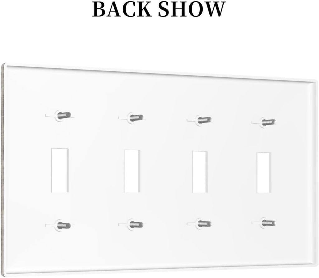 Light Switch Covers Retro Rustic Brown Wood Grain Quad Toggle Electrical Faceplate 4 Gang Wall Plate Decorative Switch Plates For Farmhouse Cabin Decor