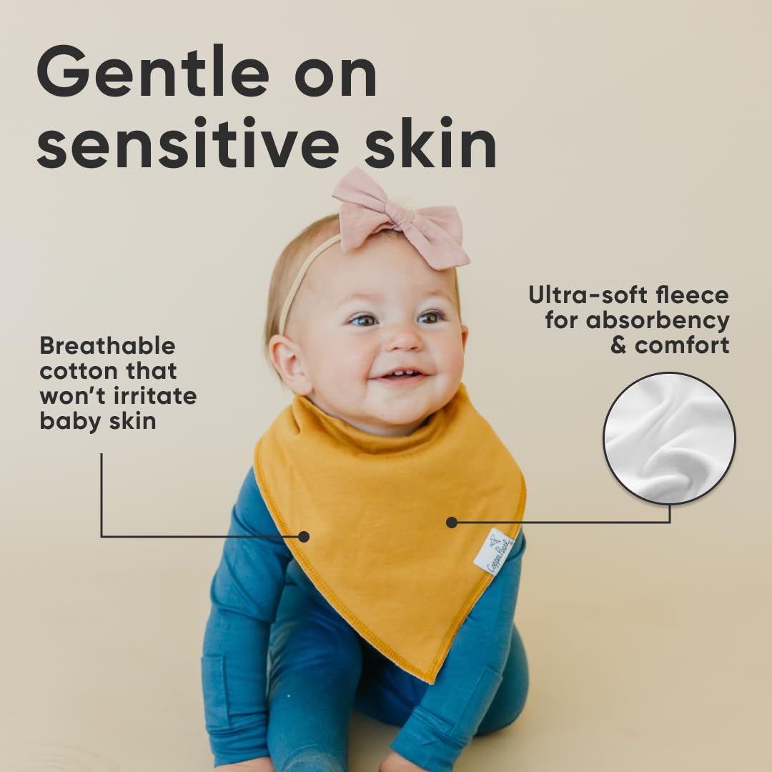 Copper Pearl 4 Pack Soft Cotton Baby Bibs for Drooling and Teething, Absorbent Drool Bibs for Baby Girl and Boy, Adjustable to Fit Newborns to Toddlers, Tons of Styles (Jade)