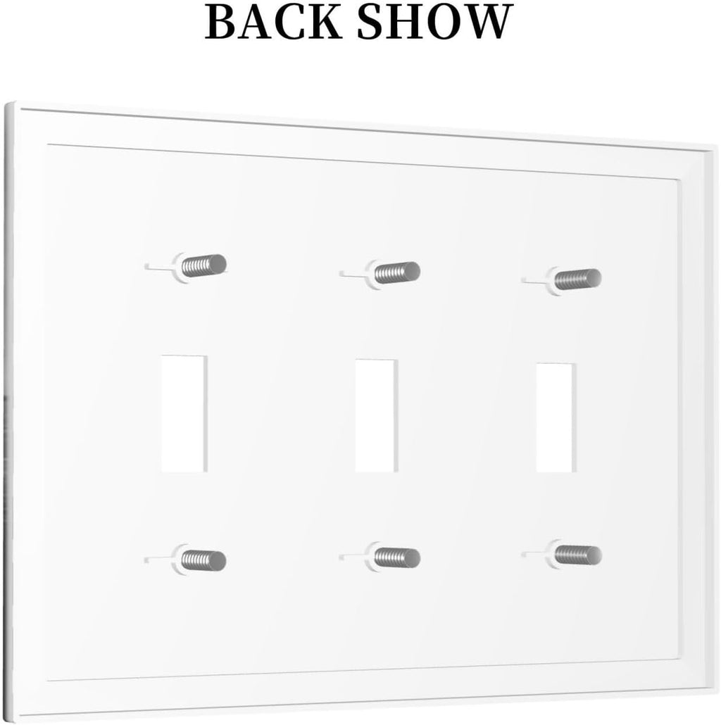 Foggy Forest Natural Scenery Retro Tree Pine Decorative Switch Plates 3 Gang Wall Plate Triple Toggle Light Switch Cover Faceplate Electrical Wall Panels for Bed Room Living Room Decor