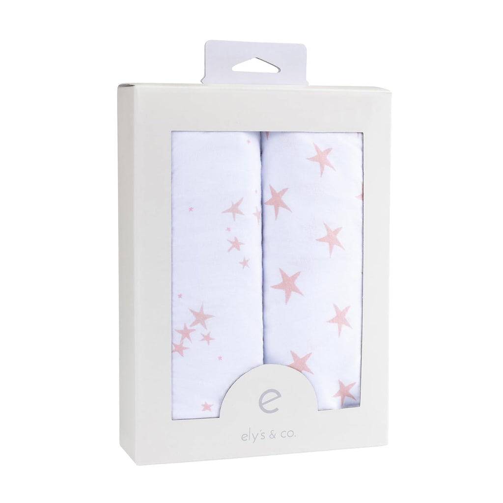 Changing Pad Cover - Cradle Sheet 100% Jersey Cotton 2 Pack for Baby Girl-Dusty Rose and Mauve Pink Stars
