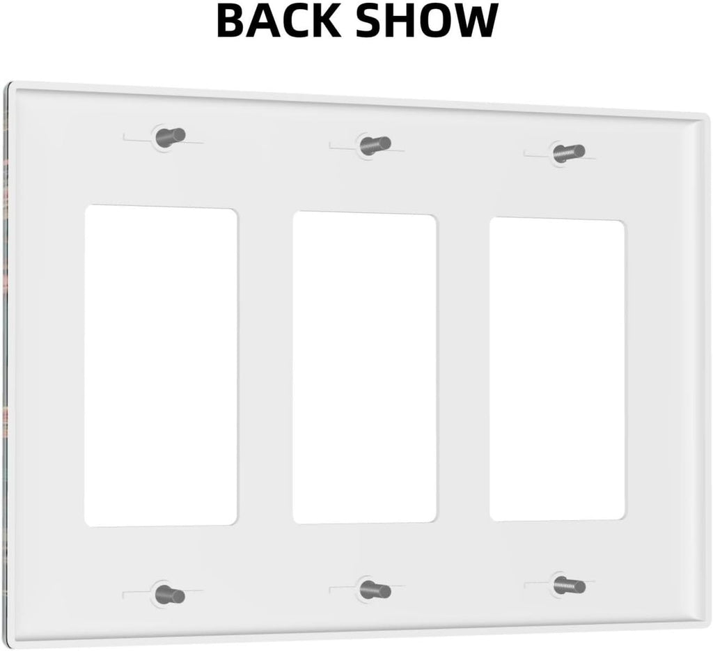 Light Switch Covers Baroque Vintage Peony Flower Floral 3 Gang Rocker Electrical GFCI Decorative Triple Outlet Wall Plate Cover Switchplate for Bedroom Farmhouse Decor