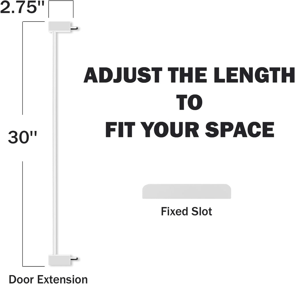 Baby Gate Extentions White - 30" Tall Extra Wide Dog Gate Extender, 2.75" Width Pet Door Accessories for Doorway & Stairs, Pressure Mounted Indoor Satefy Gates No Drilling