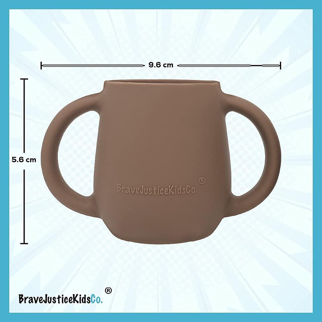 | Teenie Tiny™ Silicone Developmental Baby-Led Weaning Drinking Cups (2 pack) (Warm Taupe)