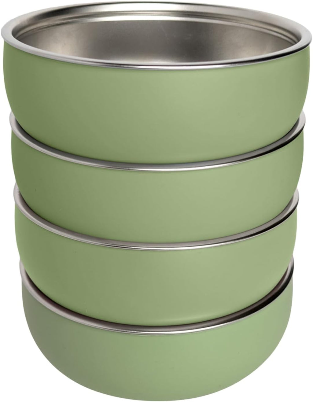 Monkey Proof™ Non-Toxic Stainless Steel Child Bowl 5” with Non-Slip Silicone Shell, (Set of 4 bowls) Unbreakable, Mess Free Feeding for Babies, Toddlers, Kids, BPA free (Sage Green)