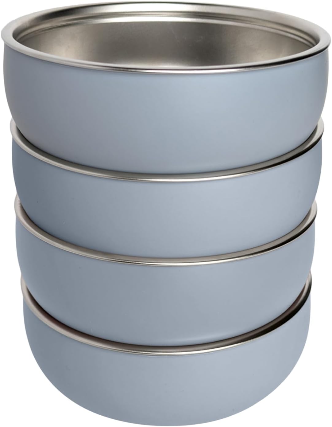 Monkey Proof™ Non-Toxic Stainless Steel Child Bowl 5” with Non-Slip Silicone Shell, (Set of 4 bowls) Unbreakable, Mess Free Feeding for Babies, Toddlers, Kids, BPA free (Misty Blue)
