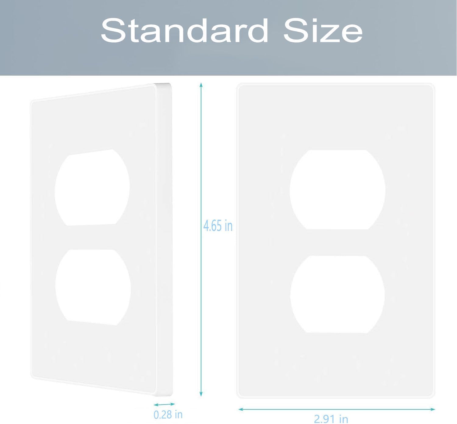 1-Gang Screwless Duplex Wall Plate Cover Single Switch Outlet Electrical Faceplate for Light Switch, Smart Switch, Receptacle, Dimmers, USB Outlet, GFCI, Child Safe Cover Plate, White (10-Pack)