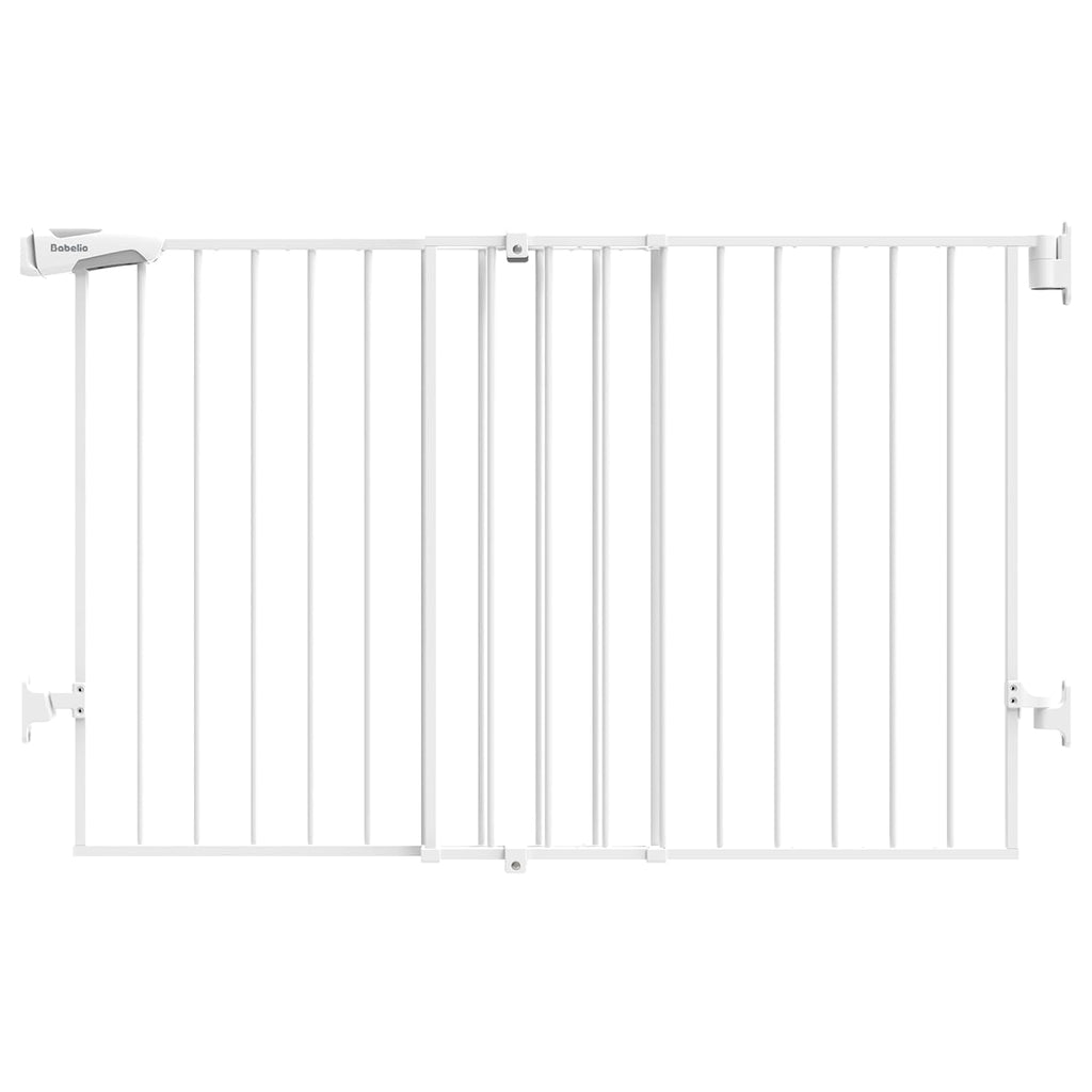 Babelio 31.5-55" No Bottom Bar Baby Gate Extra Wide, 2-in-1 Auto Close Dog Gate for The House, Stairs and Doorways, with Large Walk Thru Door, White