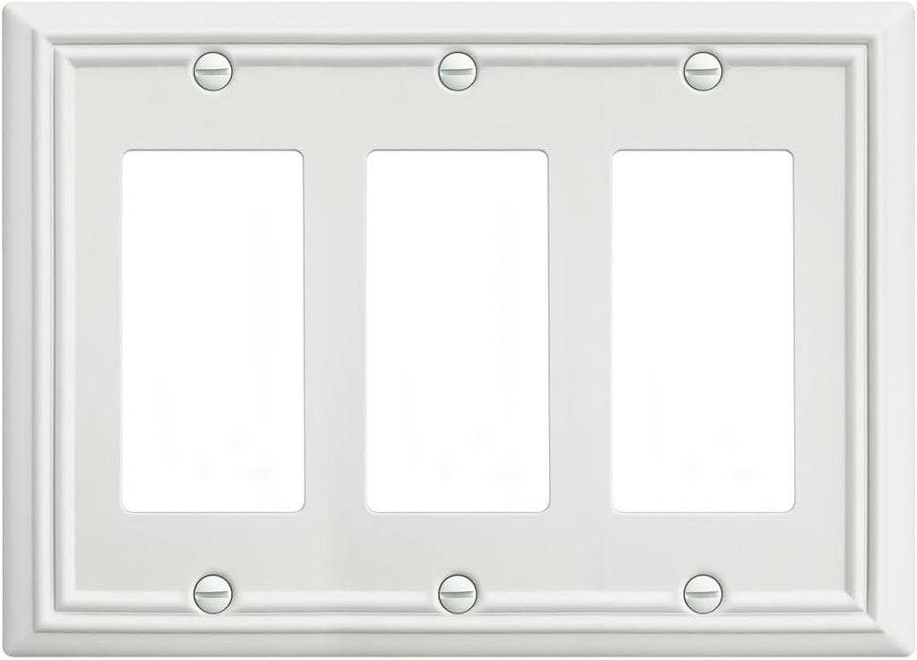 1-Pack Triple Decorator Wall Plate, Off White Wall Outlet Cover for GFCI Outlet, Dimmer Switch, Durable Metal, 6.77''*4.88'', Midsize