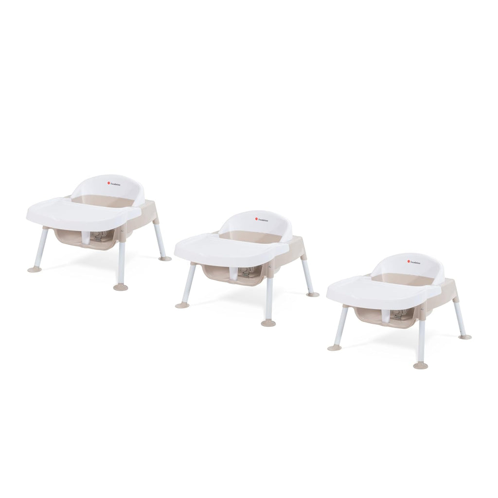 Foundations Secure Sitter Feeding Chairs Multipack, No-Tip Feet, 3-Point Adjustable Harness, Removable Tray, Easy to Clean, Stackable Feeding Chairs, 3 Pack (5 inch)