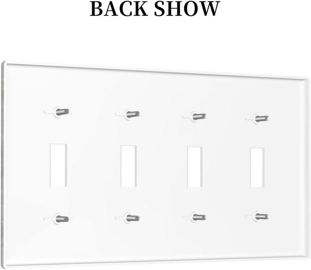 Light Switch Covers Farmhouse Rustic Grey Barn Door Wood Quad Toggle Electrical Faceplate 4 Gang Wall Plate Decorative Switch Plates for Bedroom Cabin Decor